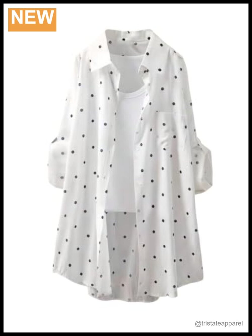 Polka Dot Long Sleeve Button Down Blouse for Women